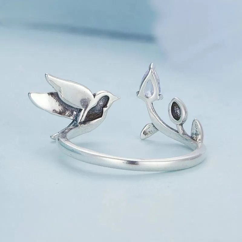 Sterling Silver Kingfisher Open Ring For Women