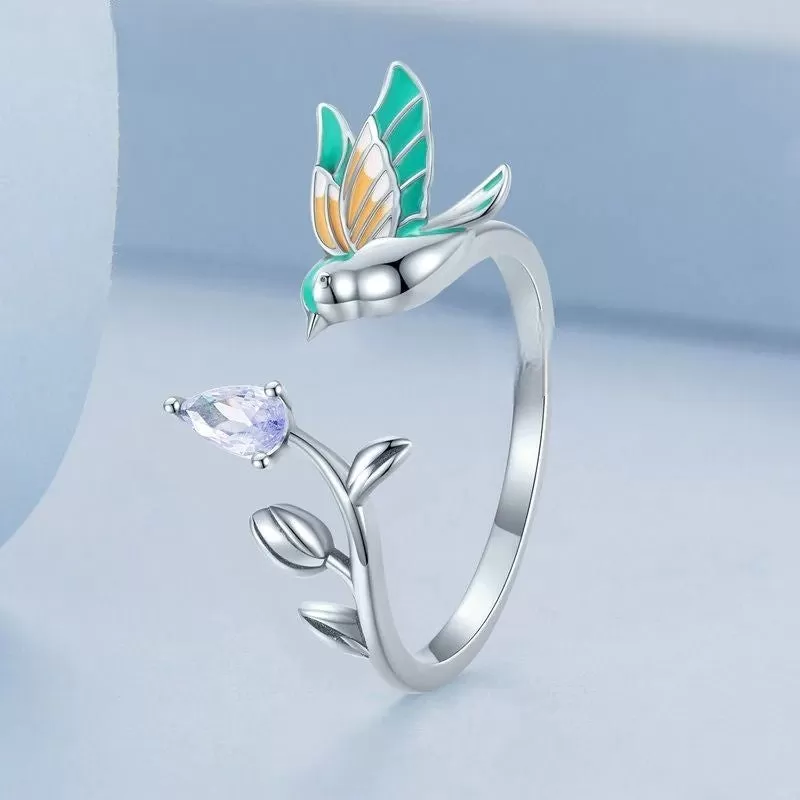 Sterling Silver Kingfisher Open Ring For Women