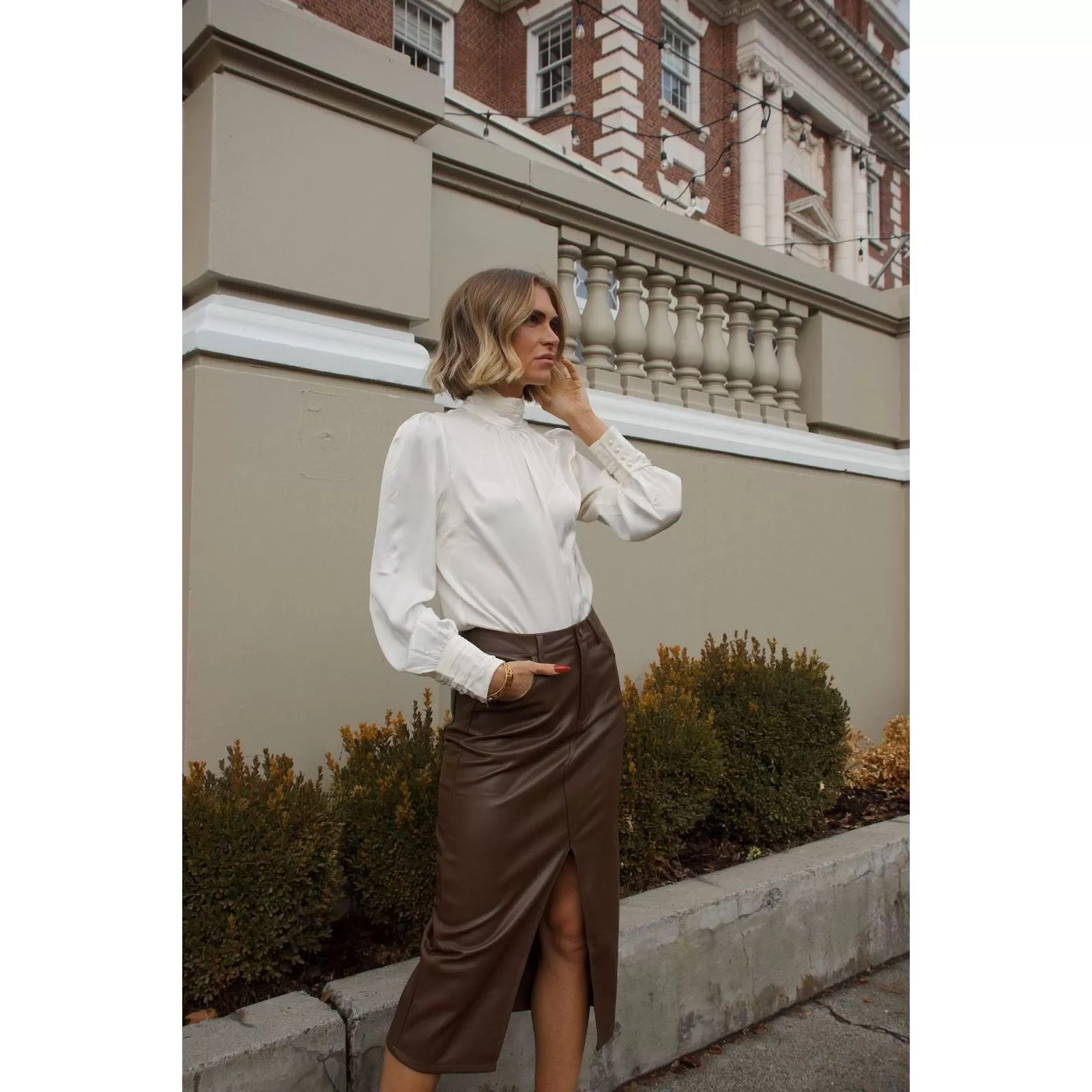 Tara Satin Pleated Blouse