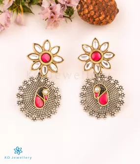 The Anaya Silver Peacock Kundan Earrings (2 Tone)