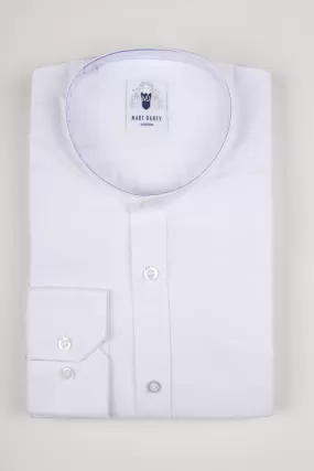 THOMAS - White Grandad Collar Shirt