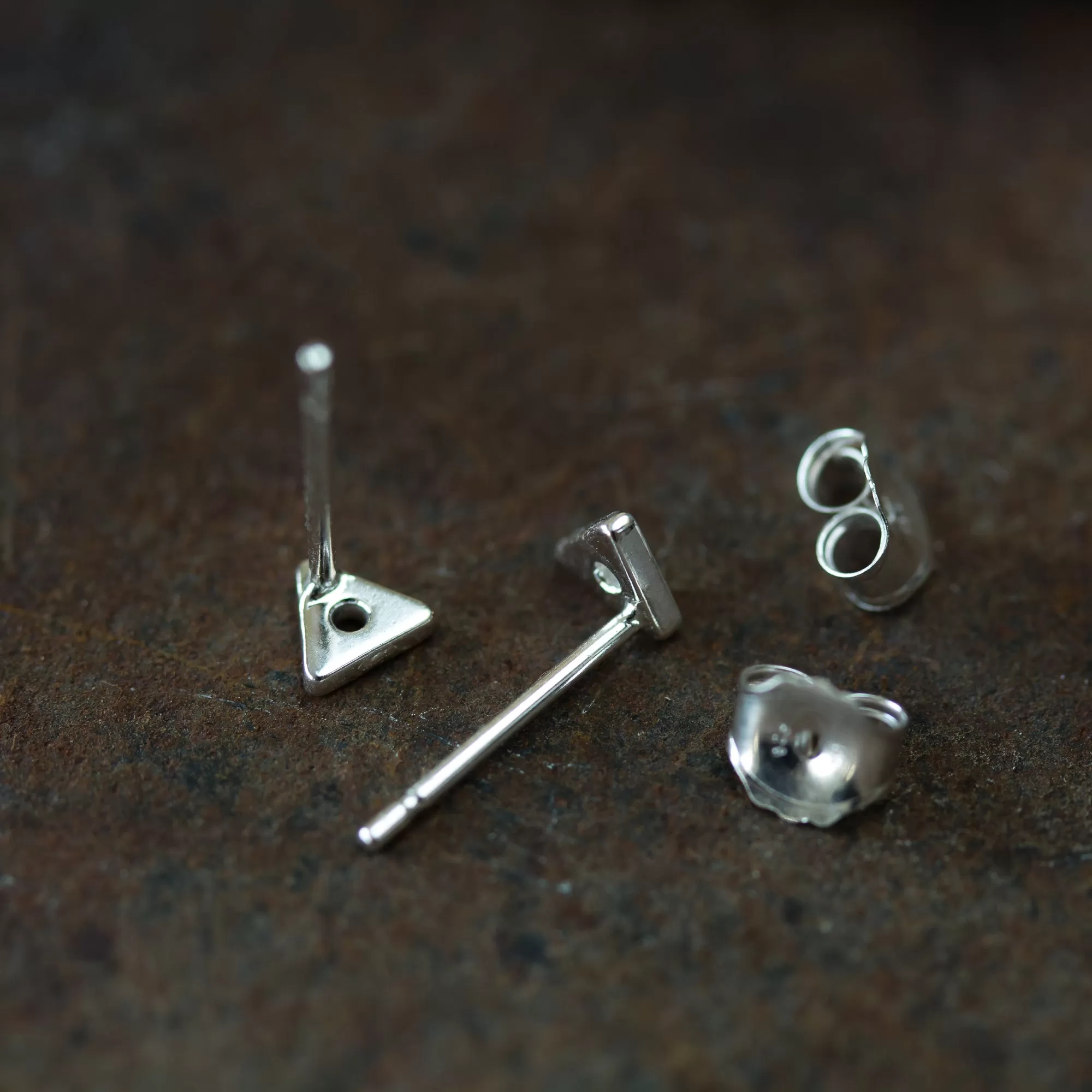 Tiny Triangle Stud Earrings, Sterling Silver