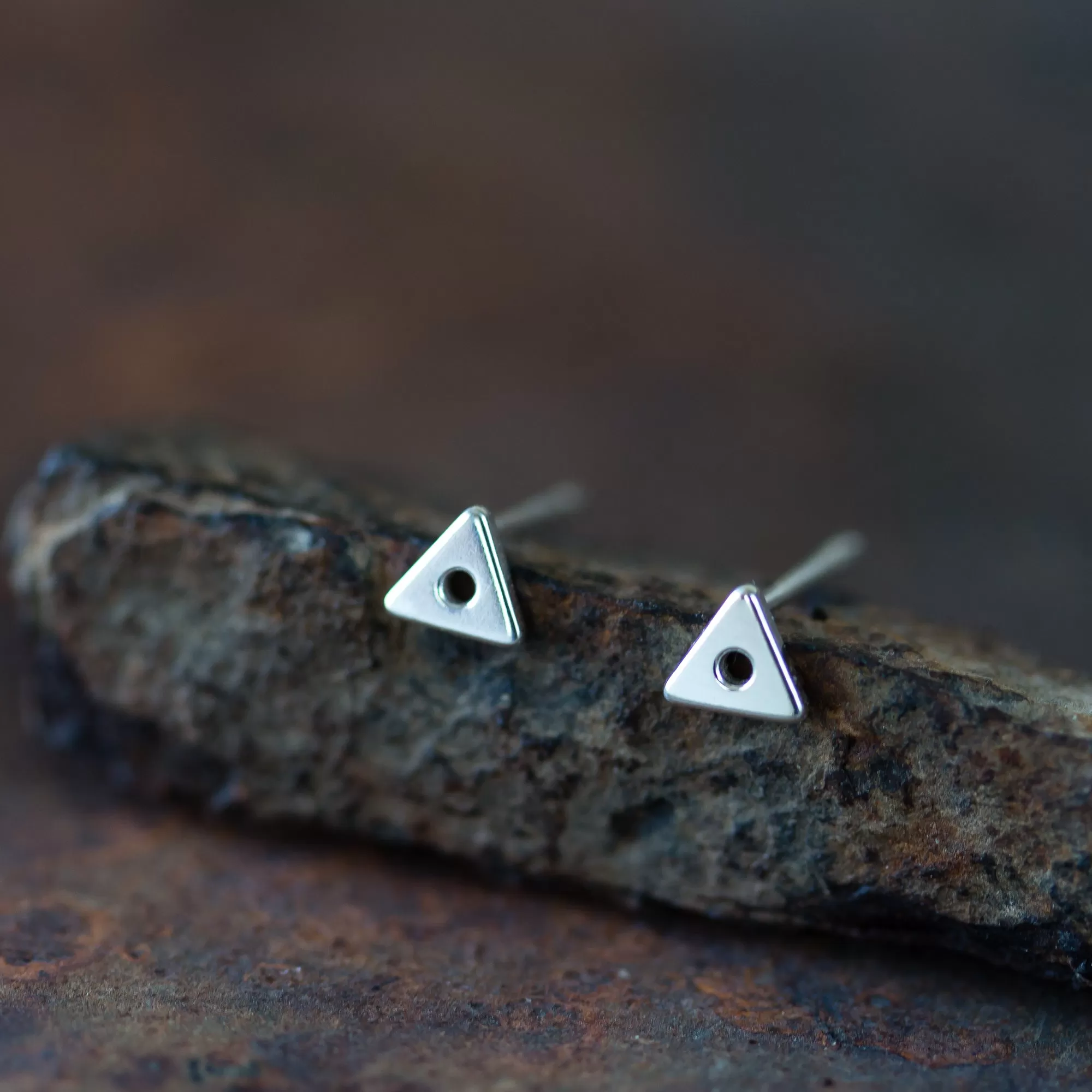 Tiny Triangle Stud Earrings, Sterling Silver