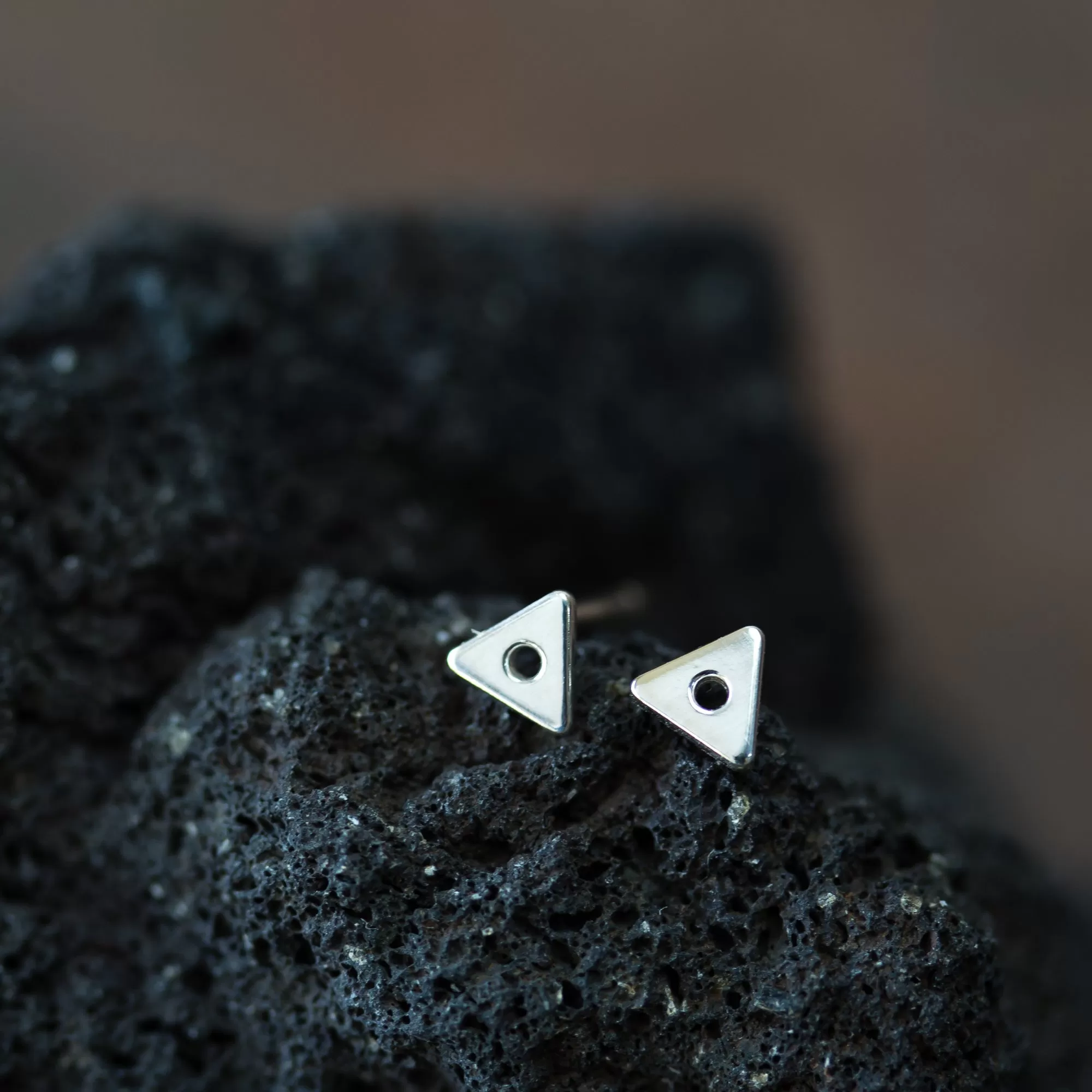 Tiny Triangle Stud Earrings, Sterling Silver