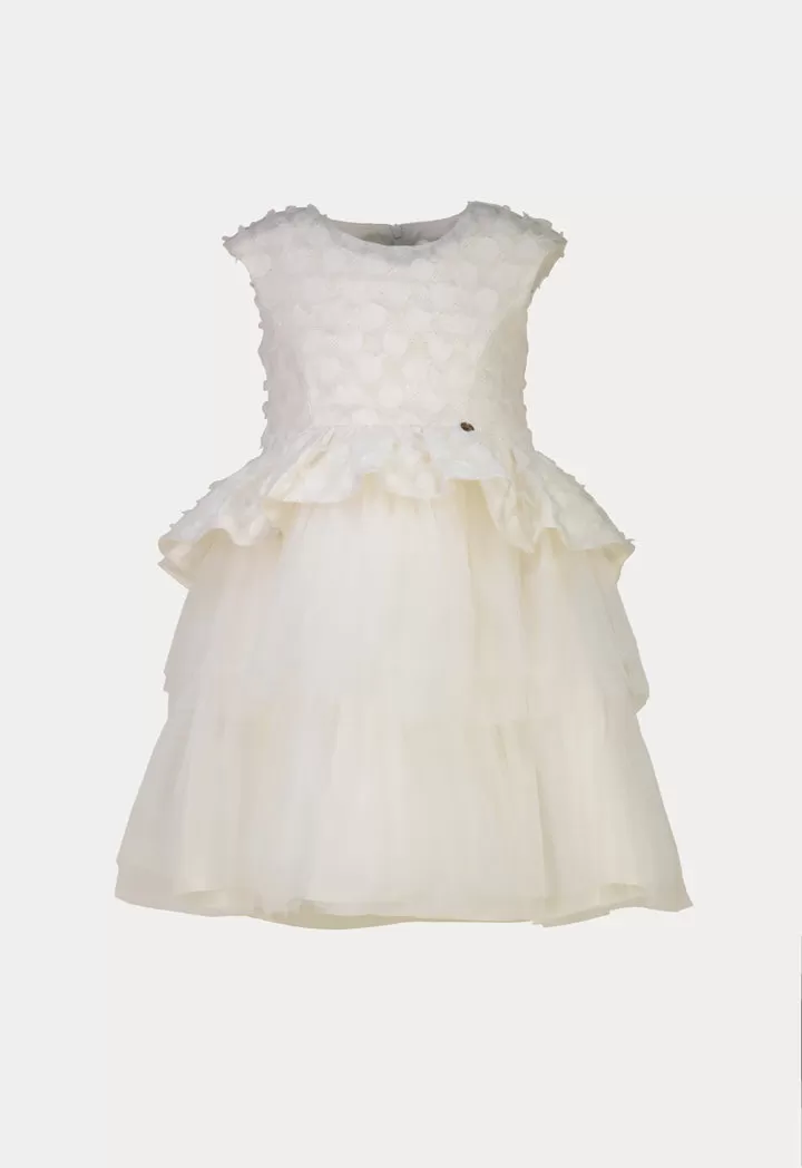 Tulle Ruffle Tier Lurex Patch Sleeveless Dress