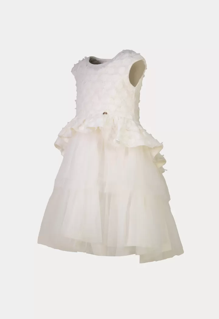 Tulle Ruffle Tier Lurex Patch Sleeveless Dress