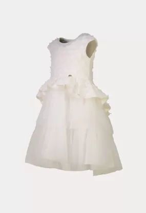 Tulle Ruffle Tier Lurex Patch Sleeveless Dress