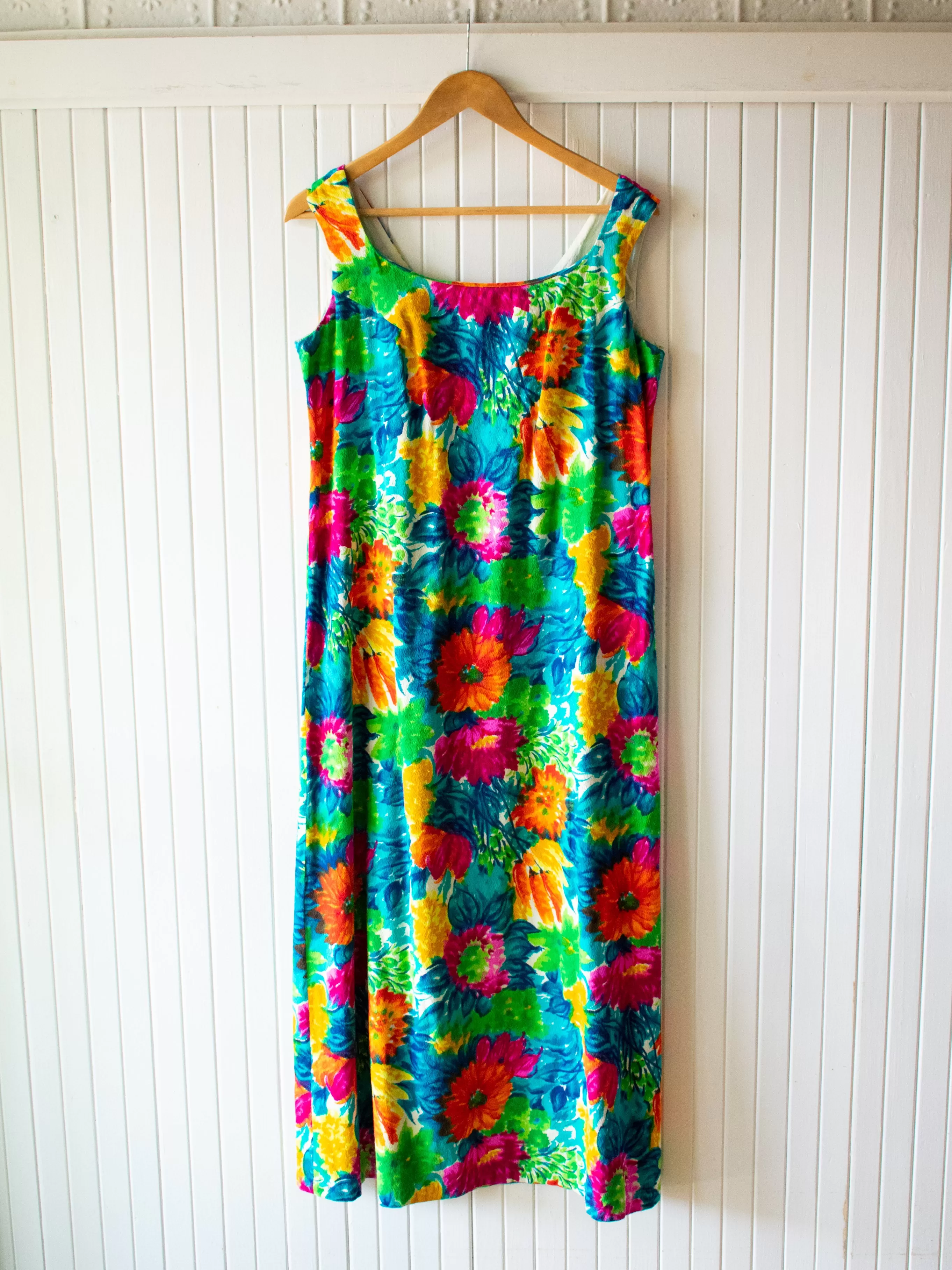 Vintage 1960s Hawaiian Maxi Dress XL