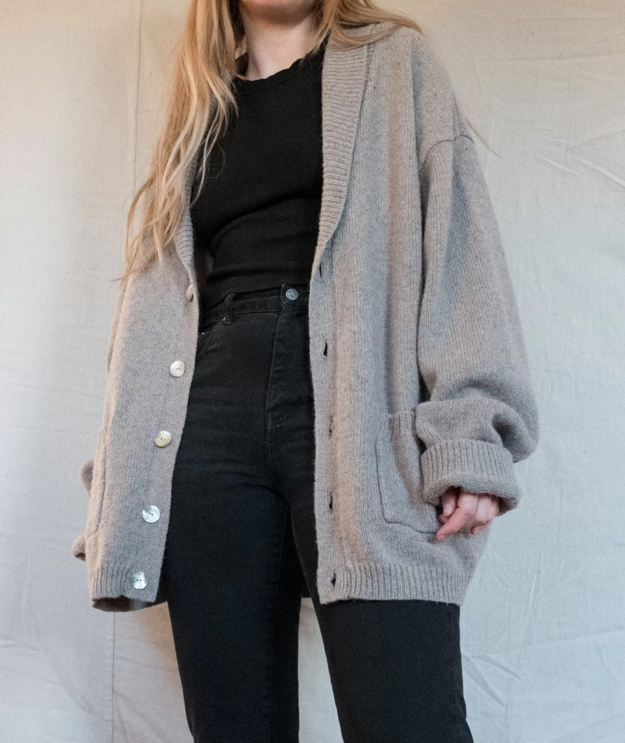 Vintage Chunky Knit Oversized Wool Cardigan (S-L)