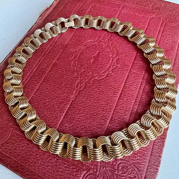 Vintage Coil Gold Link Necklace