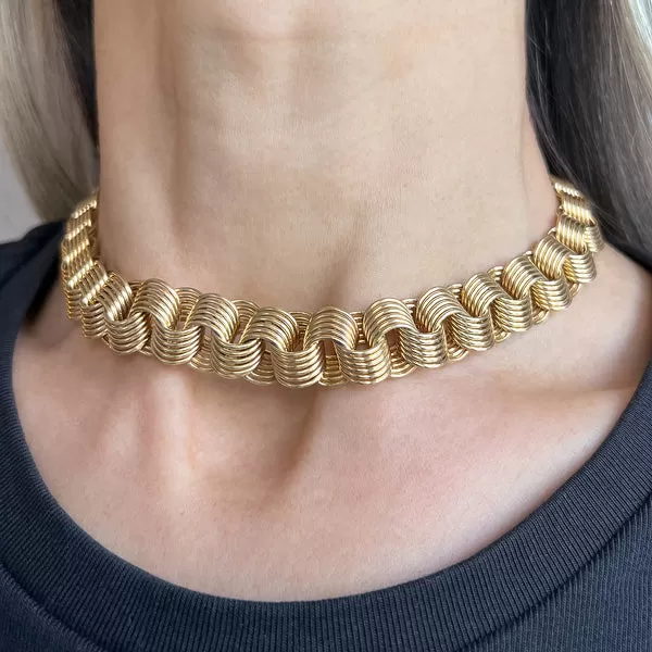 Vintage Coil Gold Link Necklace