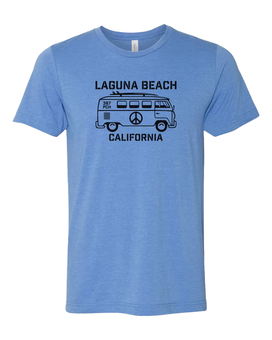 VW Peace Bus Unisex Tee - Heather Columbia Blue