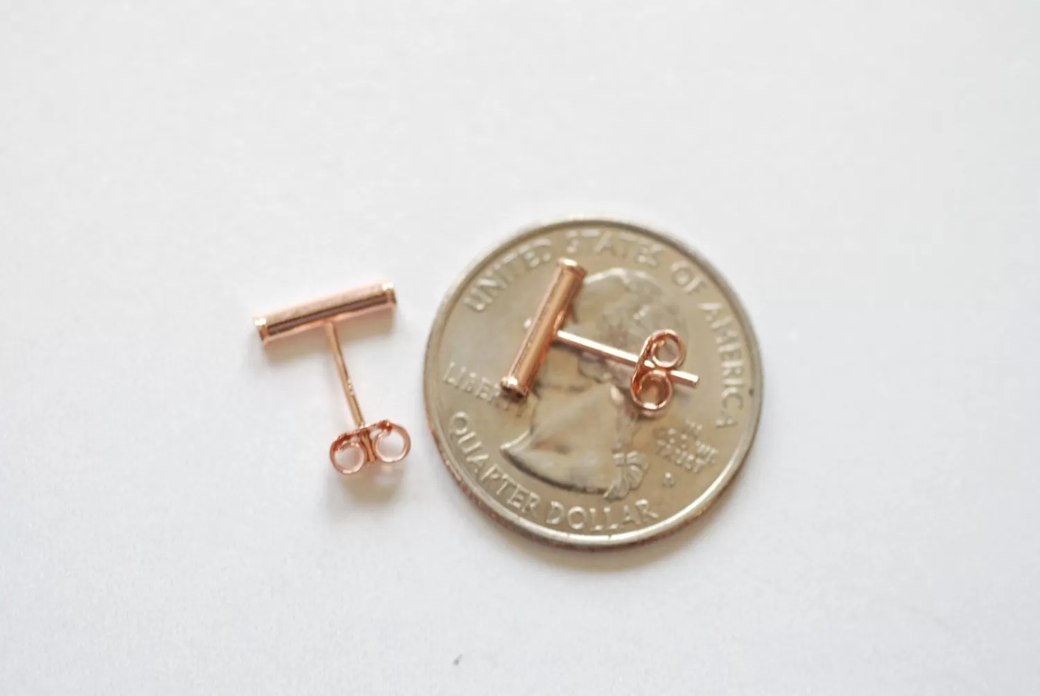 Wholesale Vermeil Rose Gold Bar Earrings, Rose Gold Bar Stud Earrings, Line Earrings, Minimal Post Earrings, Ear Climbers, Stick earrings