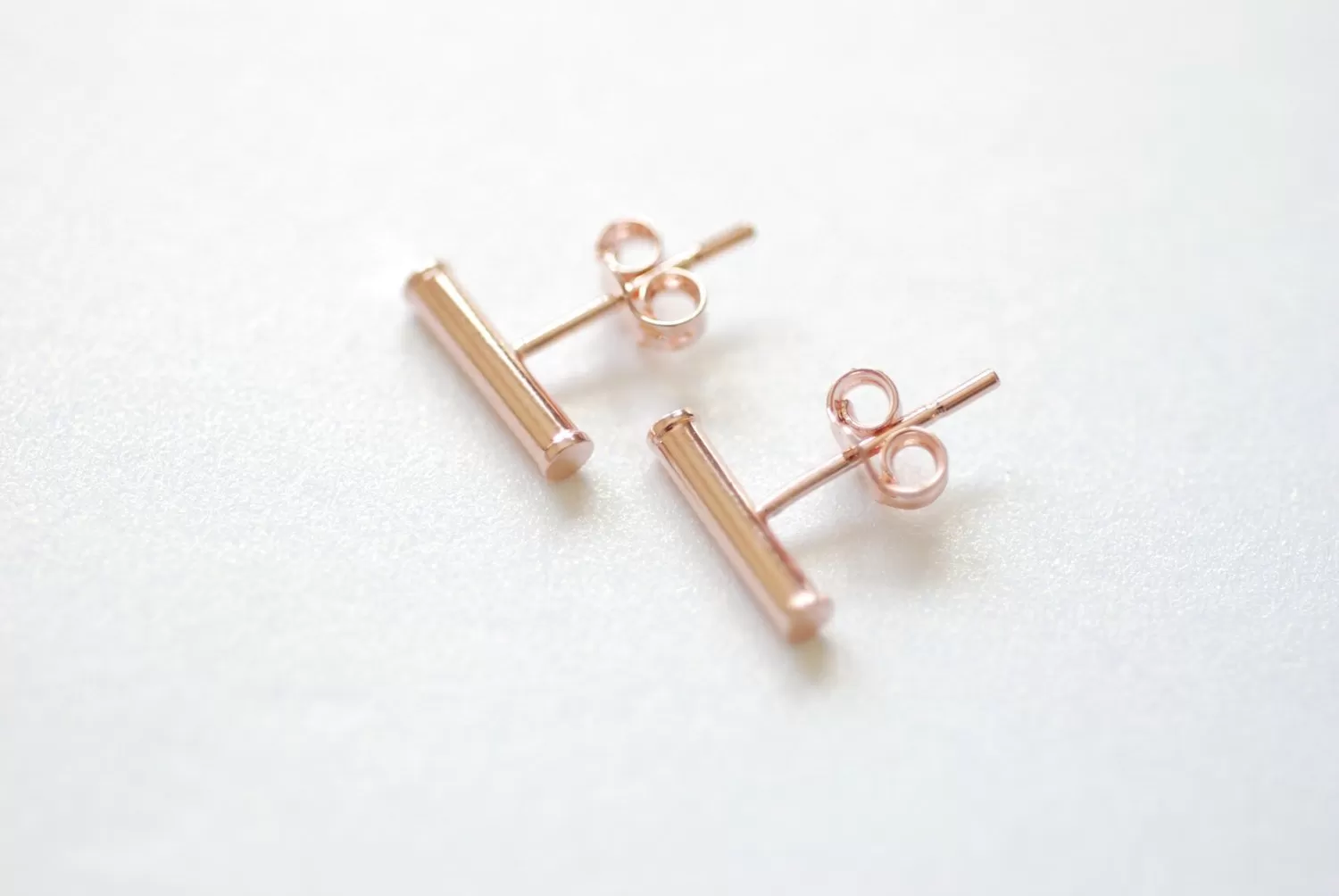 Wholesale Vermeil Rose Gold Bar Earrings, Rose Gold Bar Stud Earrings, Line Earrings, Minimal Post Earrings, Ear Climbers, Stick earrings