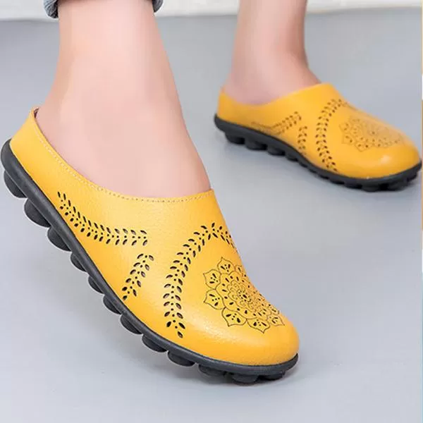 Women's Casual Hollow Breathable Low Top Flat Slippers 87527188C