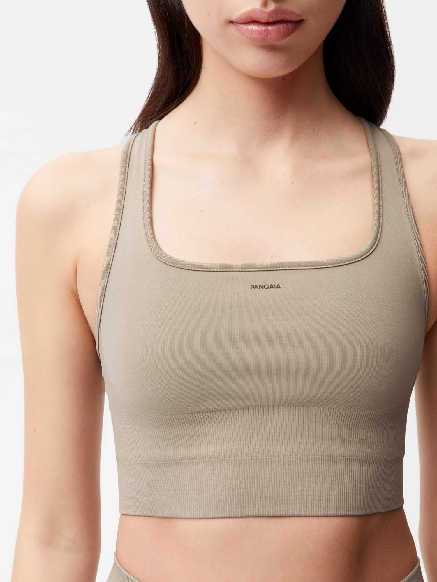 Women's Plant-Stretch Compressive Sports Bra—taupe