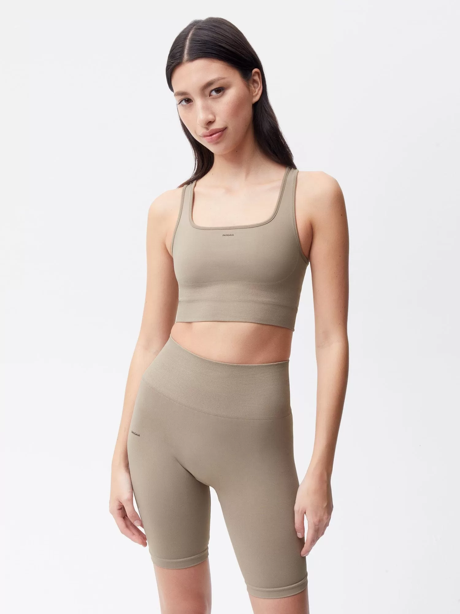 Women's Plant-Stretch Compressive Sports Bra—taupe