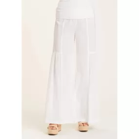 XCVI White Allegra Linen Cotton Pull On Comfortable Pant